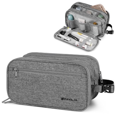 PAVILIA Toiletry Bag for Men, Travel Pouch Essentials Shaving Dopp Kit, Water Resistant Organizer Case Accessories