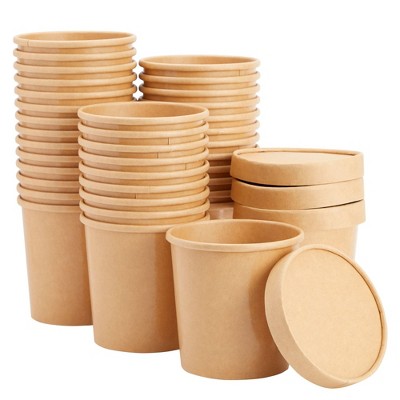 Juvale 36-Pack Kraft Disposable Soup Containers with Lids, 16 oz To Go Containers for Meal Prep, Hot, Cold Foods, 4x4 in