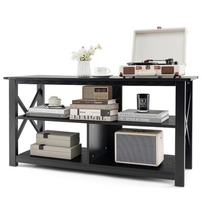 Tangkula Modern Entertainment Center Farmhouse TV Stand for TV's up to 55"w/ Open Shelves