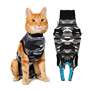 Suitical Recovery Suit for Cats - Comfortable Alternative To A Cat Cone - Black Camouflage - 1 of 4