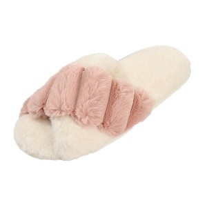 Roxoni Women's Faux Fur Slippers - Unique Cotton Stuffing, Comfortable, Warm, Slip-On - 1 of 4