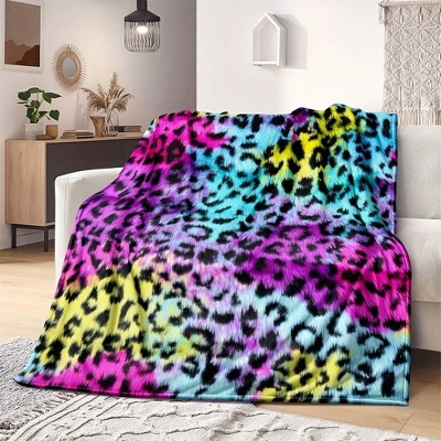 Oversized Ultra-Soft Leopard Print Throw Blanket, All-Season Cozy Flannel Fleece, Colorful & Stylish for Beds and Sofas, Machine Washable