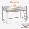 Karl Home Junior Metal Twin Loft Bed with Guard Rails and Stairs - 2 of 4