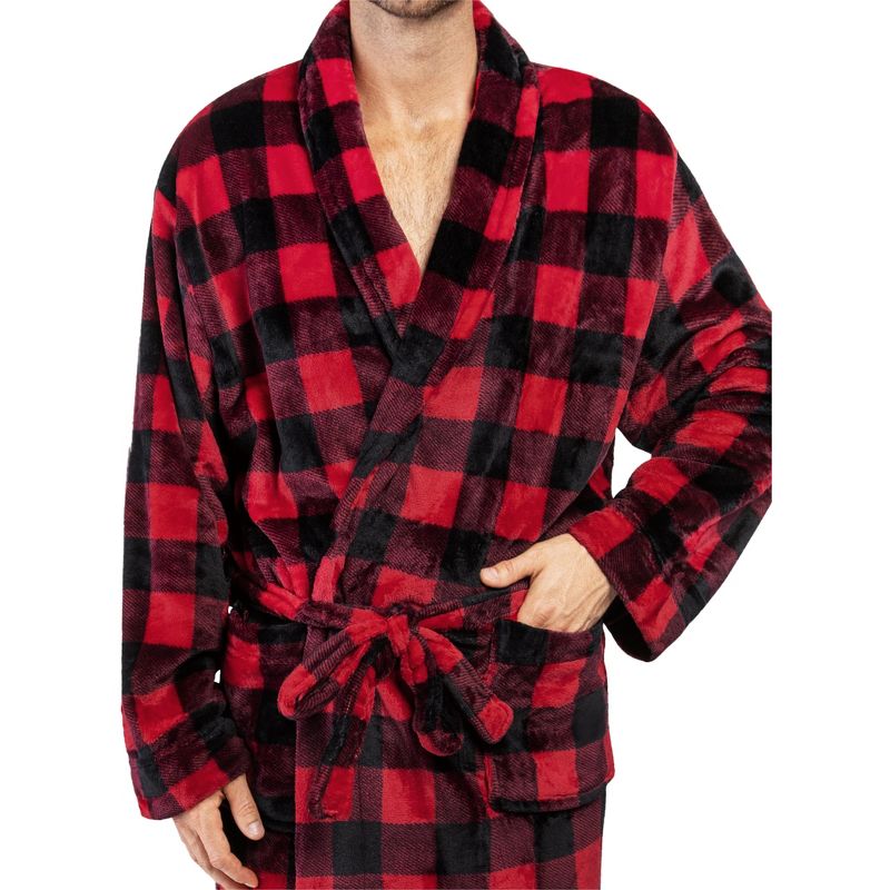 PAVILIA Mens Robe, Soft Bathrobe for Men, Fleece Warm Long Plush Microfiber Shawl Collar Pocket, Bath Shower Spa, 3 of 8