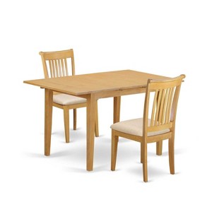 Dinette Table Set 3 Piece - Kitchen Table with Chairs, Small Space Dining Set, Oak Finish - 1 of 4