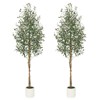 5/6/7ft Artificial Olive Tree - White Pot with Natural Wood Trunk & Fruits, Lifelike Faux Tree for Indoor Home Decor - 2 of 4