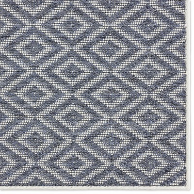 Reversible Denim and Cream Diamond Synthetic 8' x 10' Area Rug