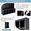 76.7"H Farmhouse Wooden Hall Tree with 6 Hooks, Walnut Storage Bench, 4-in-1 Entryway Shoe Cabinet for Mudroom, Living Room - 2 of 4