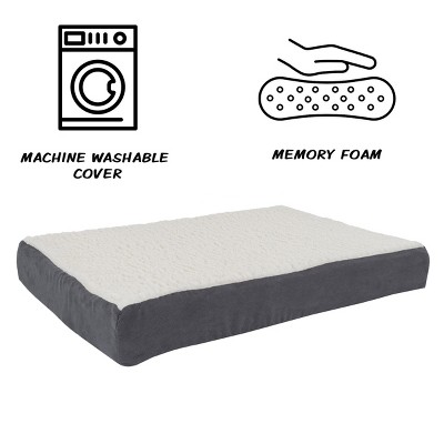 Gray Memory Foam Orthopedic Dog Bed with Faux Shearling Cover