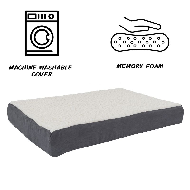 Orthopedic Dog Bed - 2-Layer 30x20.5-Inch Memory Foam Pet Mattress with Machine-Washable Cover for Medium Dogs up to 45lbs by PETMAKER (Gray), 3 of 8