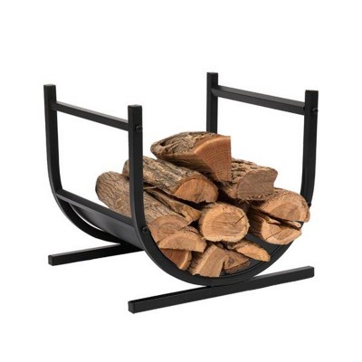 Syemin Firewood Racks and Carriers U-Shaped Firewood Holder Heavy Duty Wood Storage Log Organizer for Indoor Outdoor, Black, 17"*14.4"*15.4"