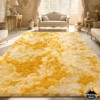 Tie-Dyed Yellow Area Rug with 4 Reusable Stickers, Soft Shaggy Non-Slip Mat for Home Decor - 4 of 4