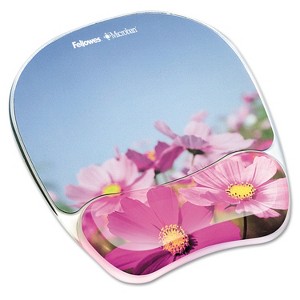 Fellowes Gel Mouse Pad w/Wrist Rest Photo 9 1/4 x 7 1/3 Pink Flowers 9179001 - 1 of 1