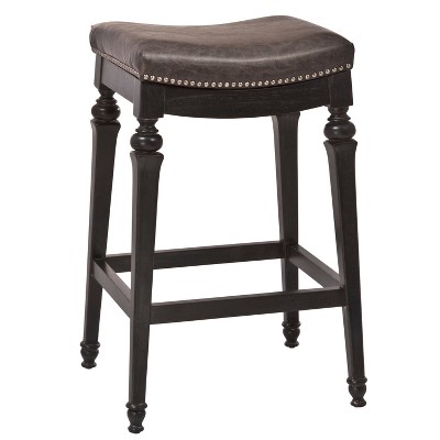 Vetrina Backless Non Swivel Counter Height Barstool Black/Gold Rub - Hillsdale Furniture
