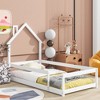 CAVINAS Twin Size Bed Frame with House-Style Headboard & Fences,Modern Floor Bed for Kids Room,Bedroom - 2 of 4
