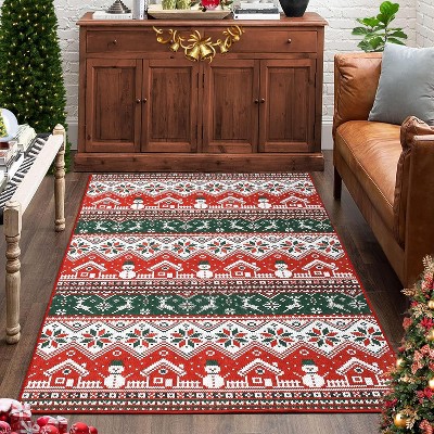 Modern Washable Christmas Area Rug, Low Pile Non Slip Anti-slip Soft Carpet for Living Room Bedroom Nursery Dining Room Home Decor