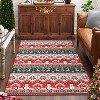 5x7 Christmas Floor Mat, Washable Low Pile Non-Shedding Retro Soft Rug for Bedroom Living Room, Red & Green - 2 of 4