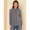 Allegra K Women's Point Collar Long Button Sleeve Button Down Floral Shirt - 3 of 4
