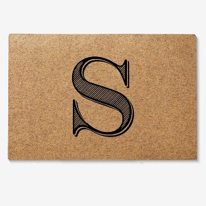 Personalization Mall Noir Initial 18x27 Synthetic Coir Doormat - 1 of 1