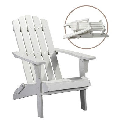 Infurnic Patio Accent Chairs, Folding Adirondack Chairs with Wide Armrests and High Back Support for Garden Backyard Patio, White, 29"*35"*37"