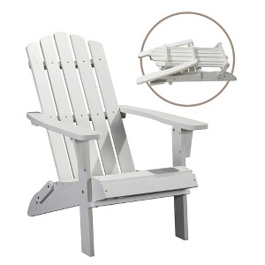Infurnic Patio Accent Chairs, Folding Adirondack Chairs with Wide Armrests and High Back Support for Garden Backyard Patio, White, 29"*35"*37" - 1 of 4