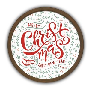 Creative Products Merry Christmas and Happy New Year Fade 20 x 20 Round Brown Framed Print - 1 of 4