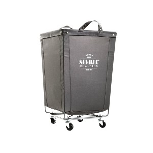 Seville Classics Commercial Heavy Duty Laundry Hamper Canvas Gray: Portable Clothes Hamper with Wheels & Built-In Handles - 1 of 4