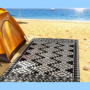 Airsurfer Large Black and White Outdoor Rug Stylish Beach Picnic Rug Portable Flooring Accent for Beach and Outdoor Activities - 1 of 4