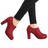 Allegra K Women's Platform Round Toe Chunky Heel Ankle Booties - 2 of 4