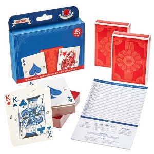 Slickblue Canasta Card Game Set, Two Decks with Scorepads, Family Game Style, Standard Size, Red/Blue - 1 of 3