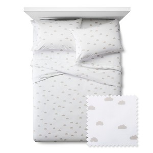 Clouds Sheet Set - Pillowfort , Size: TWIN, Gray Marble