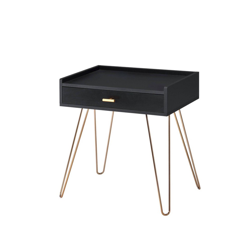 Photos - Coffee Table 23.5" Allen Mid-Century Accent Table Black - Ore International
