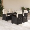 vidaXL 5 Piece Patio Dining Set - Black Poly Rattan w/Adjustable Recliner Chairs, Glass Tabletop, and Cushions - 2 of 4