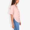 Anna-Kaci Women's Short Sleeve Button Down Shirt with V-Neckline - 3 of 4