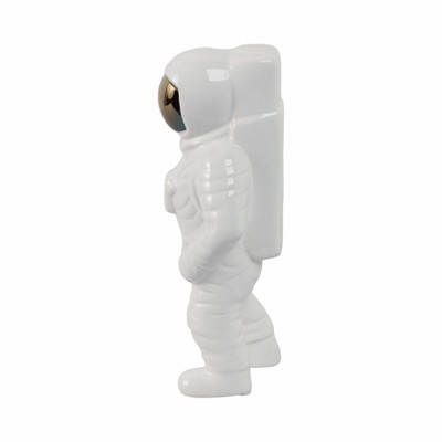 White and Gold Ceramic Astronaut Figurine 11" Wall Mounted