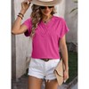 Women's Summer V-Neck Chain Striped Top Jacquard Top Casual Short Sleeved T-Shirt - 3 of 4