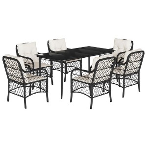 vidaXL Garden Dining Set Black and Cream White - 1 of 4