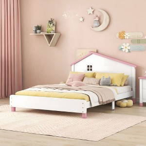 NicBex Twin/Full Size Wood Platform Bed Frame with House-Shaped Headboard for Kids/Boys/Girls,No Box Spring Needed,Easy Assembly - 1 of 4