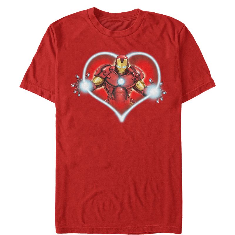 Men's Marvel Valentine's Day Iron Man Heart Frame T-Shirt, 1 of 5