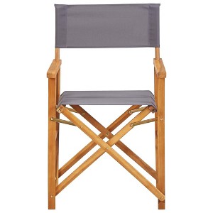 vidaXL Director's Chair - Solid Acacia Wood - Weather-Resistant - Folding Design - Comfortable Fabric Seat - Portable - Brown and Dark Gray - 1 of 4