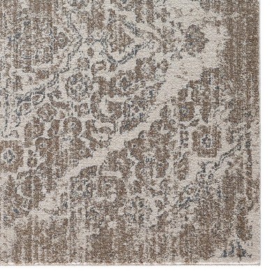 Elegant Beige 5' x 7' Oriental Synthetic Area Rug