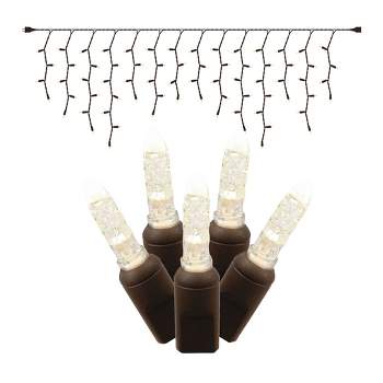 Vickerman 70 Warm White M5 LED Single Mold Icicle Light on Brown Wire, 9' Christmas Light Strand
