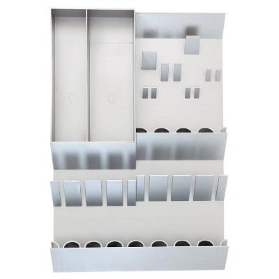 Knork ABS Plastic Kitchen Flatware Silverware Drawer Flexible Storage Tray Organizer Solution with Serving Set Space, Silver