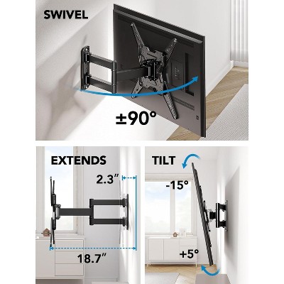 Black Steel Full Motion TV Wall Mount for 26-60" TVs