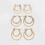 Click Top Faux Duo Hoop Earring Set 3pc - Wild Fable™ 