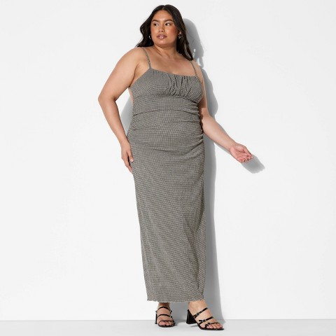 Женские платья Wild Fable Women's Sleeveless Knit Maxi Empire Waist Dress - Wild Fable™ Gray Check 1X