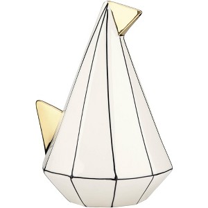 Dahlia Studios Sydney 9 3/4" White Ceramic Geometric Bird Ornament - 1 of 4