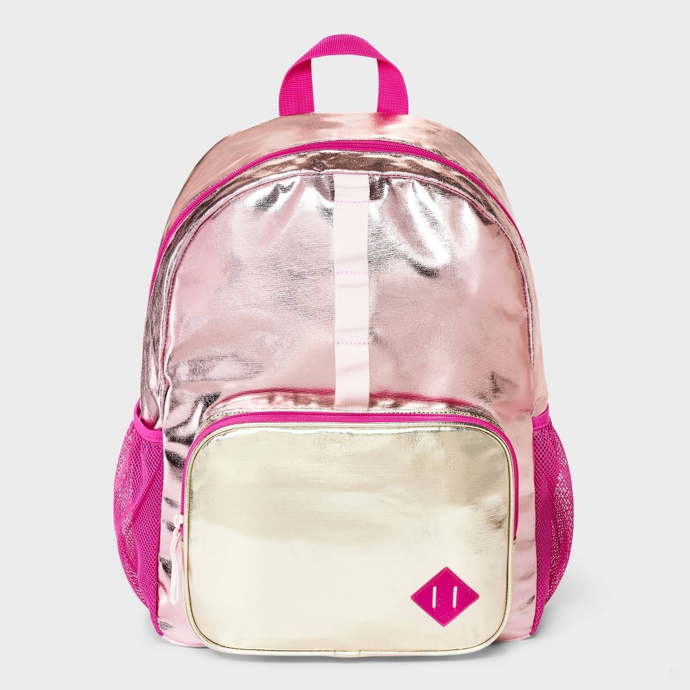 Photos - Travel Accessory Kids' 16" Backpack - Cat & Jack™ Pink/Metallic Silver