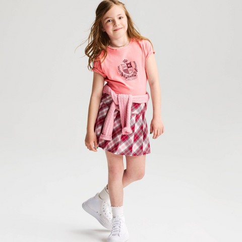 Cat & Jack Girls' Short Sleeve 100% Cotton 'Vintage Crest' Graphic T-Shirt - Cat & Jack™ Pink M