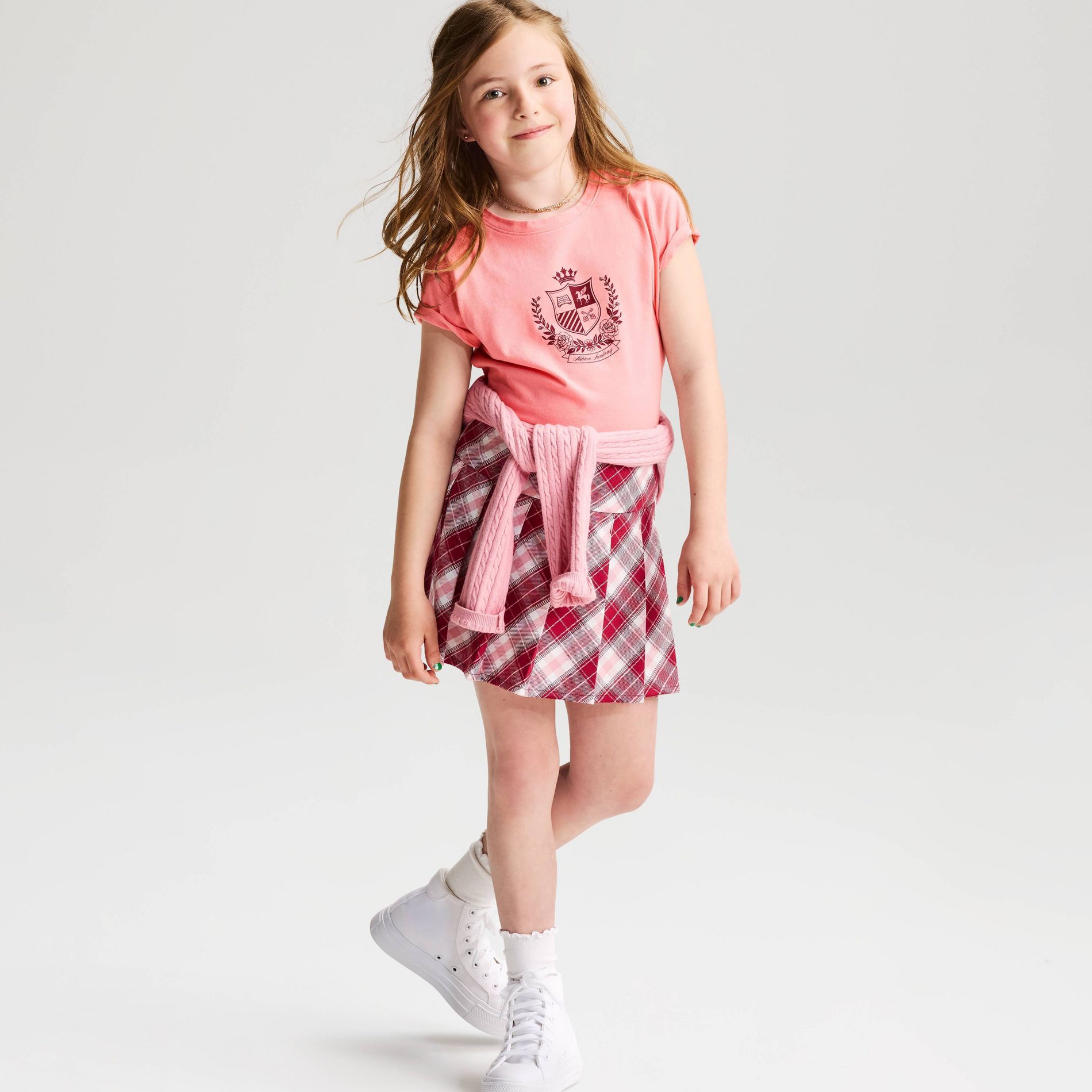 Girls' Short Sleeve 100% Cotton 'Vintage Crest' Graphic T-Shirt - Cat & Jack™ Pink